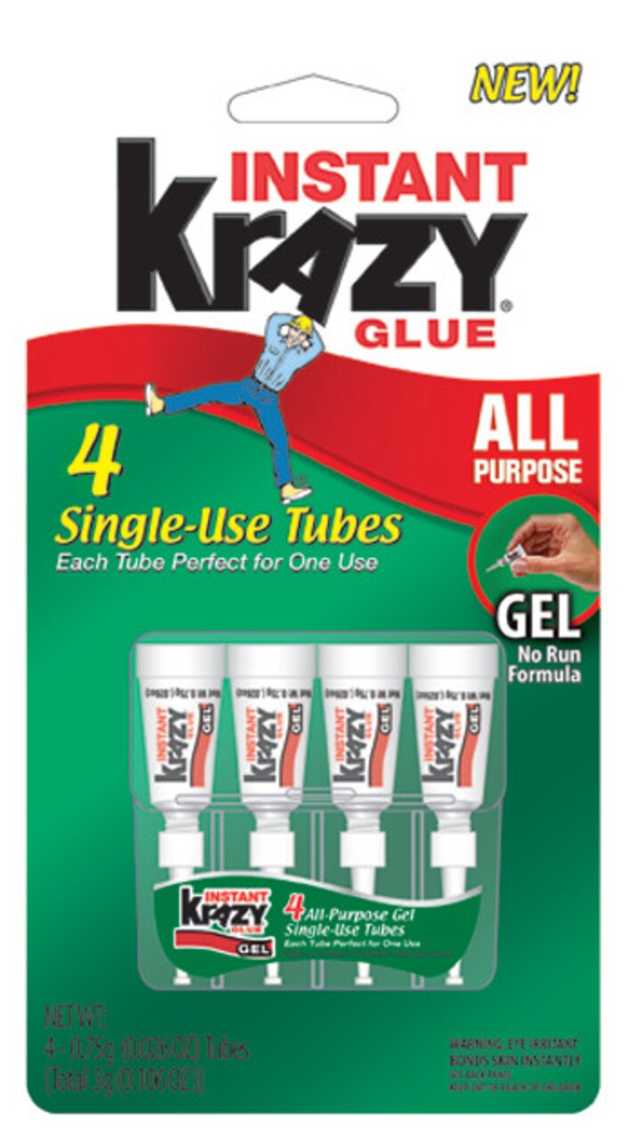 Elmer's Instant Krazy Glue, All-Purpose Gel Formula, 4-Tube/Pkg.